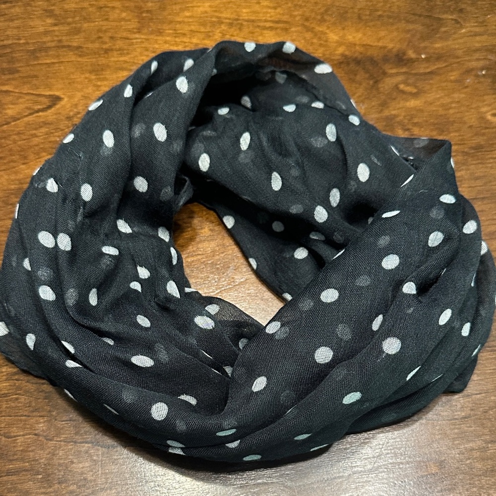 Polka Dot Black and White Scarf